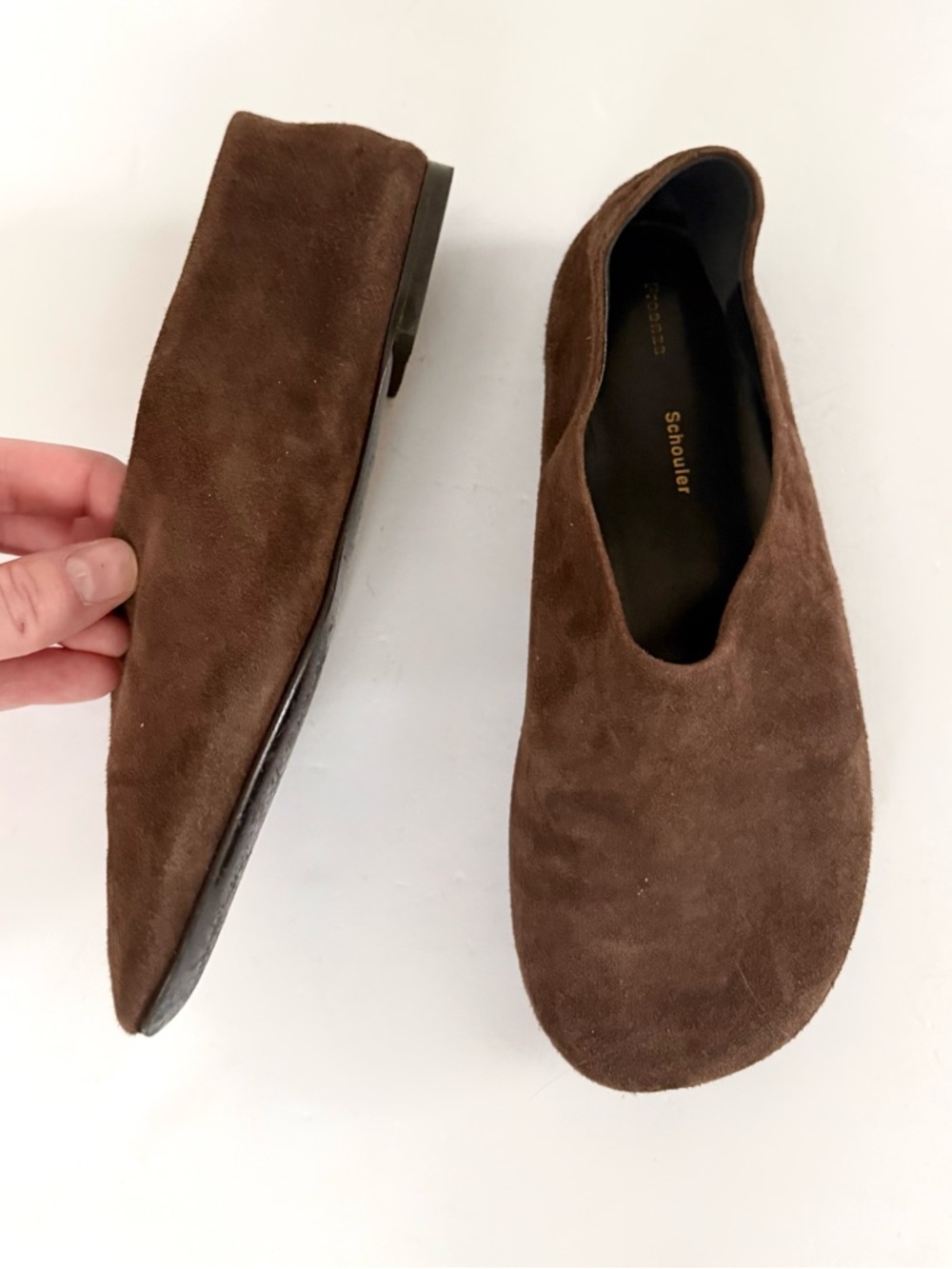 Proenza Schouler Glove Suede Ballerina Ballet Flats Chocolate Brown Size 36 - Picture 5 of 13